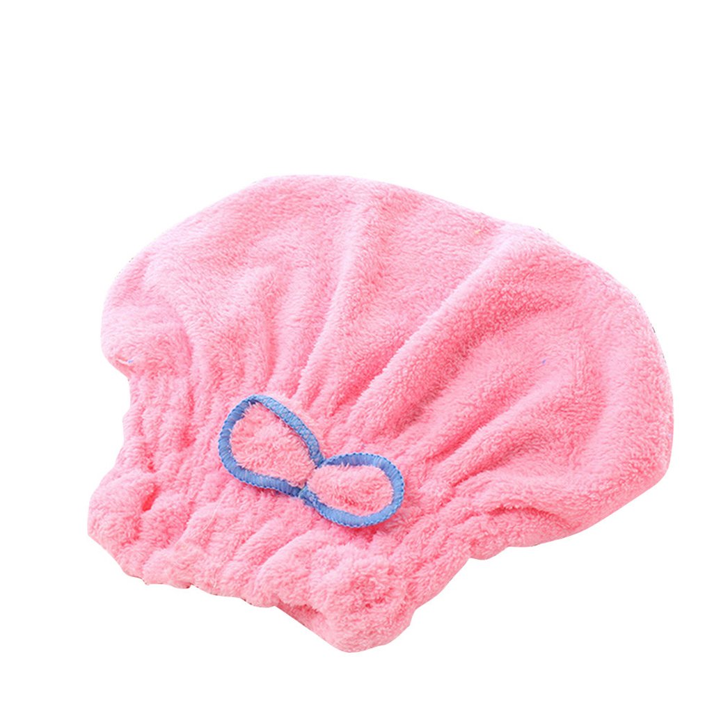 Zhouba Women's Pink Coral Fleece Quick Dry Hair Hat Bathing Tool Drying Towel Bath Cap (Pink)