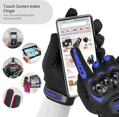 Miniatura 3 de Guantes de motocicleta para hombre, protección de dedos con carcasa dura y antideslizantes