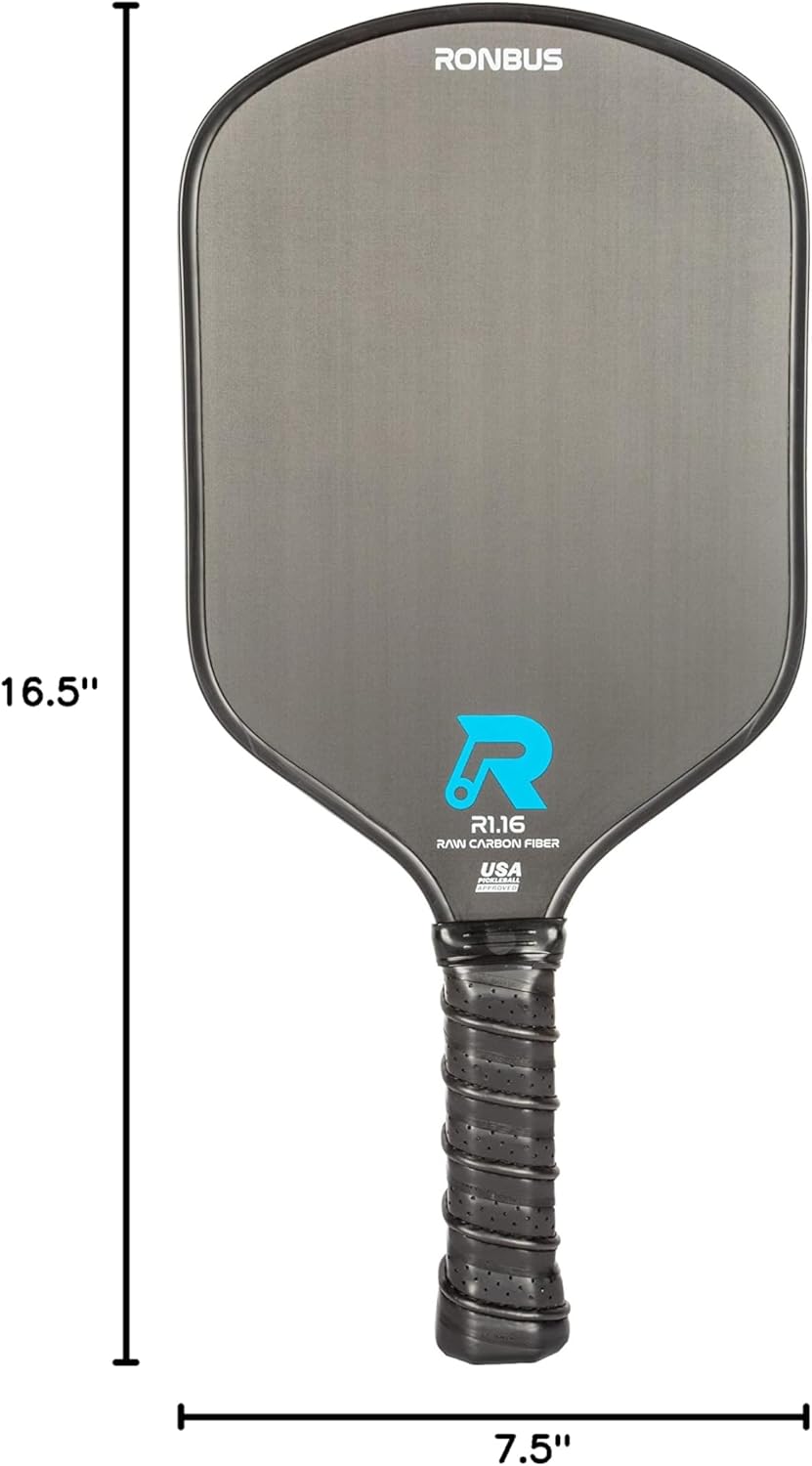 Ronbus R1.16/R2.16/R3.16 Raw Toray T700 Carbon Fiber Pickleball Paddle with 16 mm Polypropylene Honeycomb Core