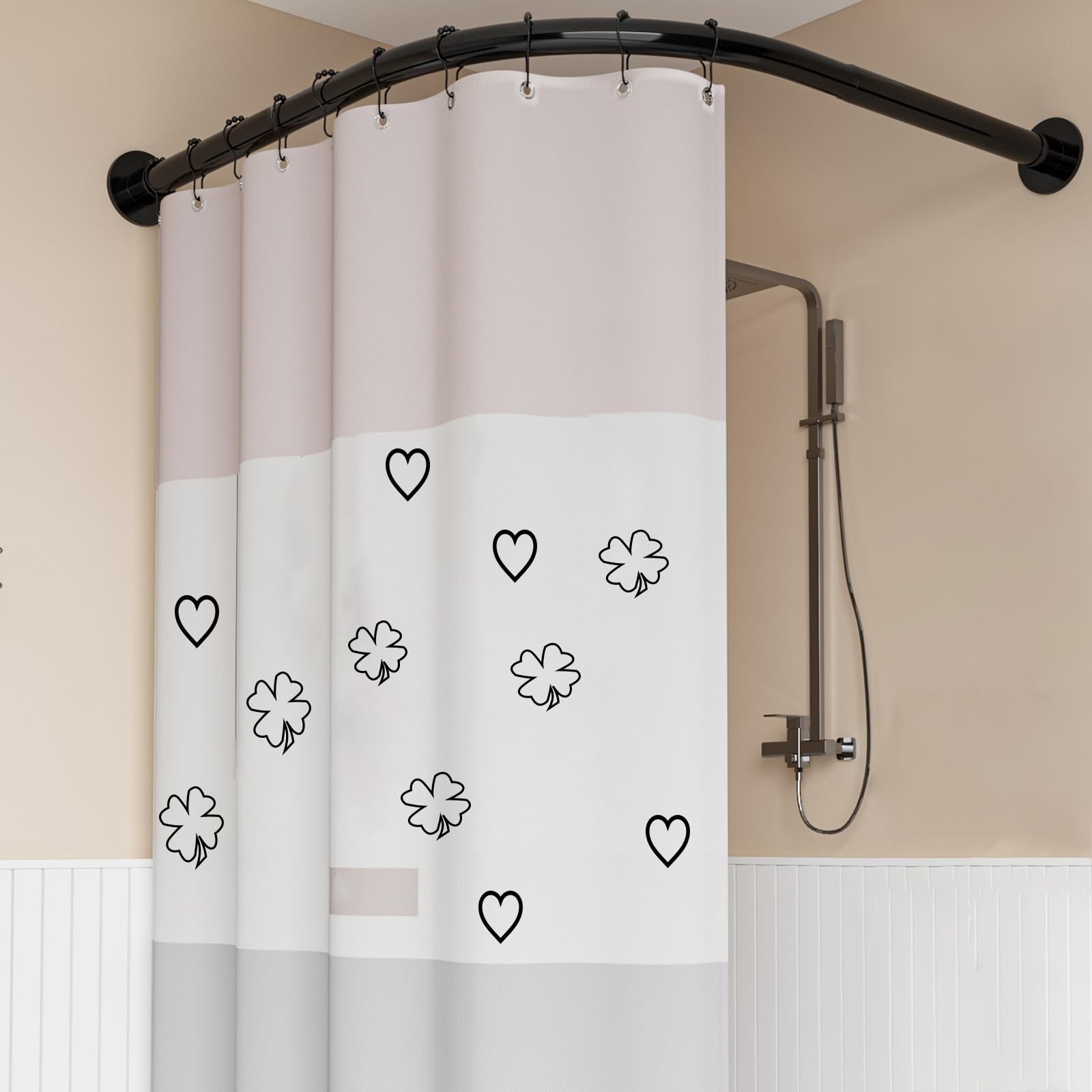 Barras de cortina en forma de L sin taladro, 50-70 x 90-130 cm, varillas de acero de fácil instalación, color negro, no necesita fijación en el techo, perfectas para decoración del hogar y elegantes
