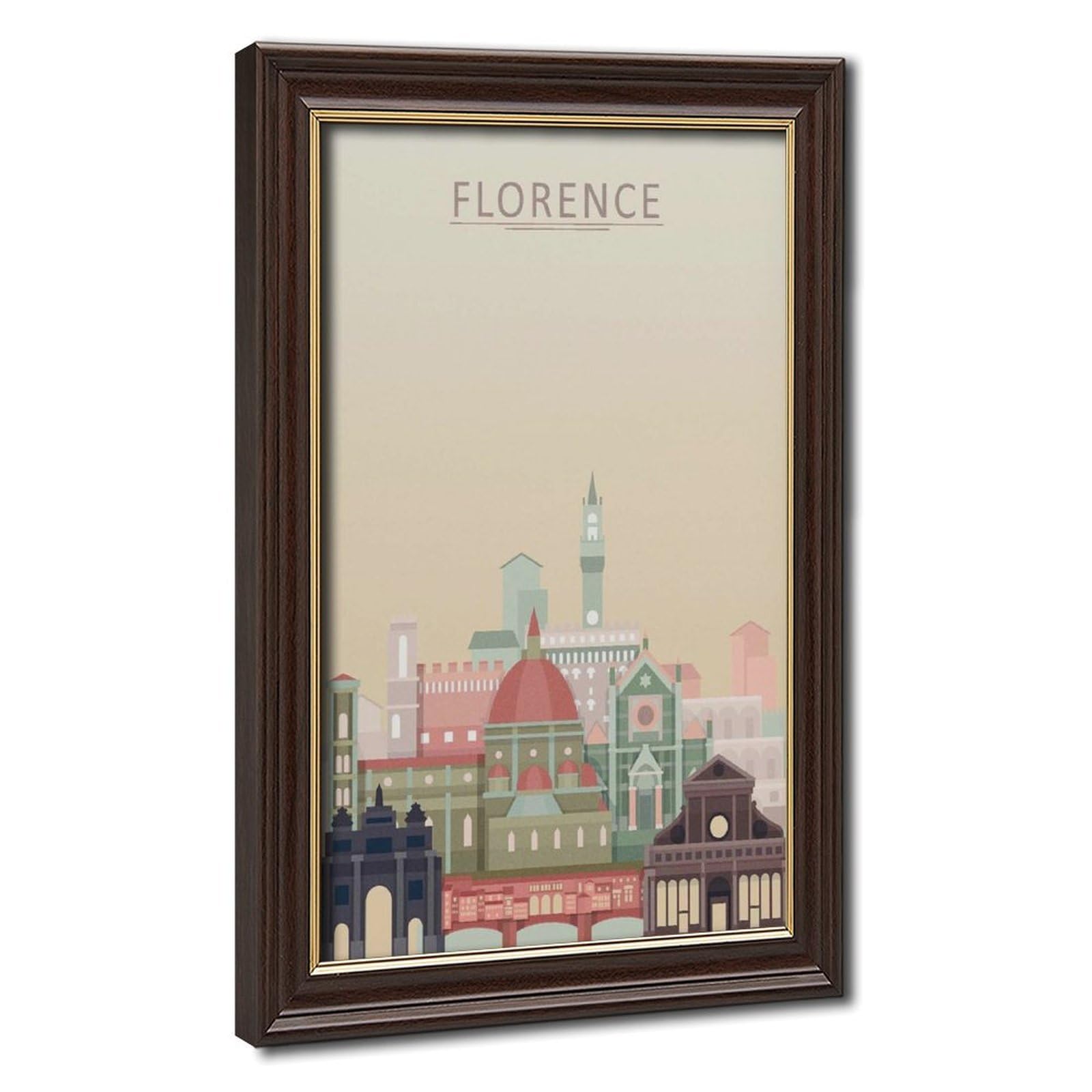 Bareronor Mokume Gane Frame-Style Florence Skyline Canvas Poster For Office Decor Gift