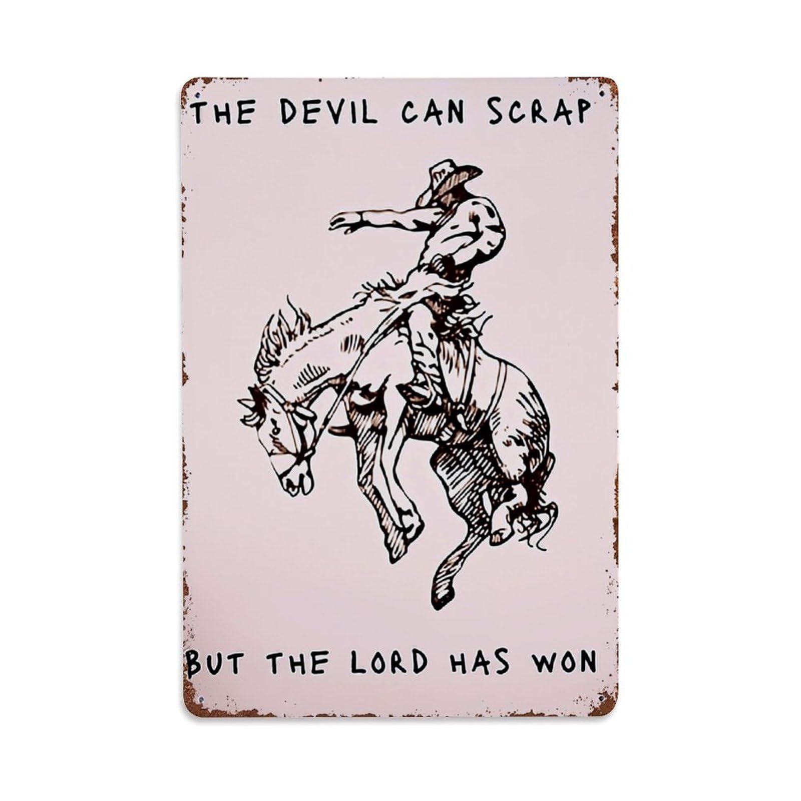Jdfenggu Vintage Rodeo Rider On Bucking Horse- Retro Metal Tin Sign, Decor Art Poster For Bar, Home, Man Cave, Kitchen, Laundry Room Gift 8X12inch