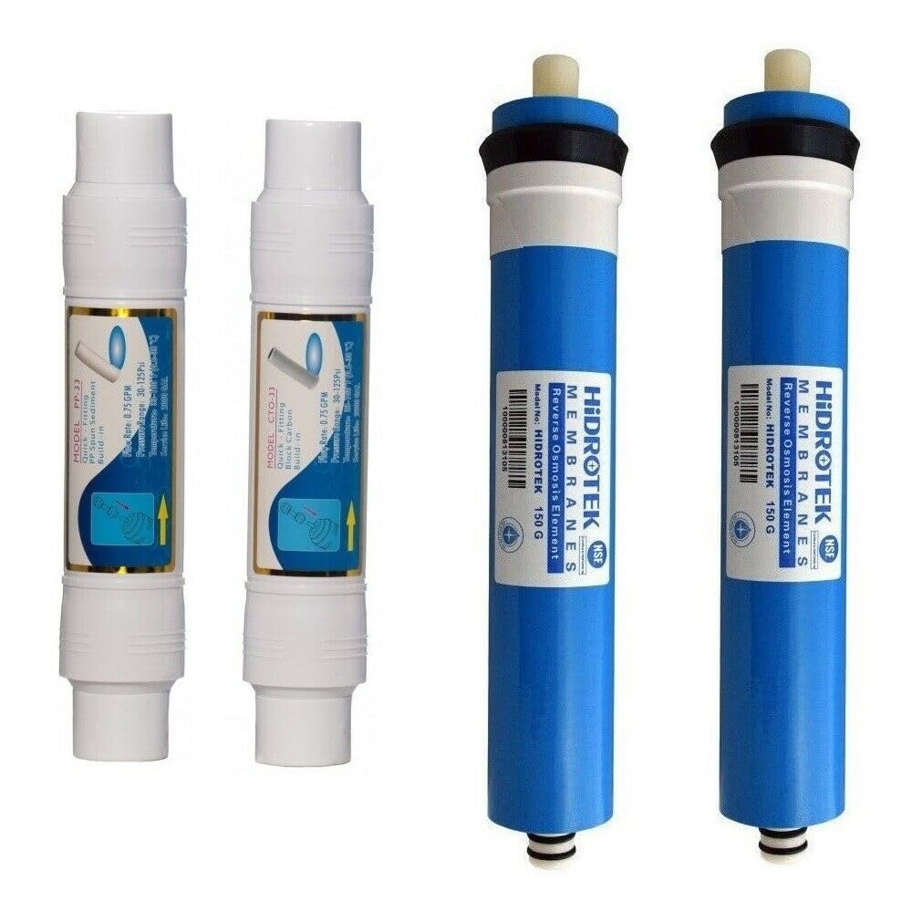 Filtri depuratore acqua Kit 2 filtri attacco rapido + 2 Membrane Osmosi Inversa 150 Galloni | Acqua potabile dal rubinetto di casa