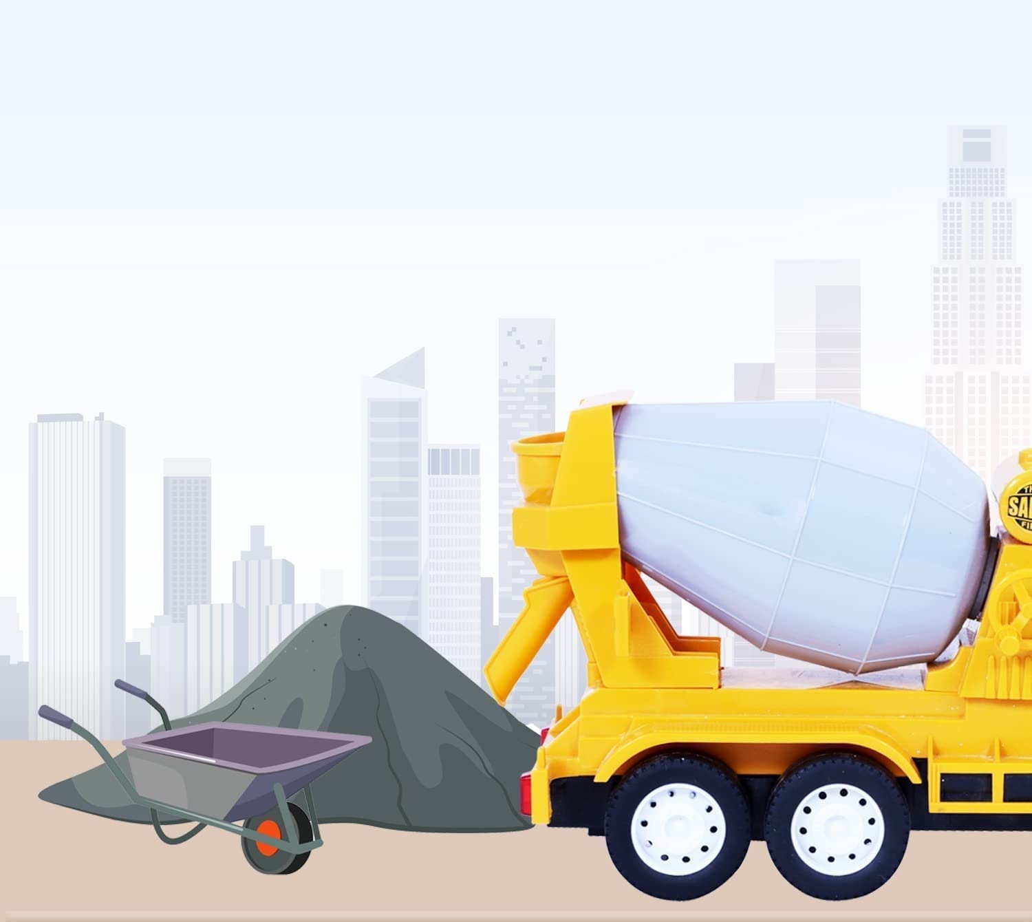 FRATELLI Big Size Exclusive Toys for Kids|Boys|Girls (Cement Mixer Toy for Kids, Pull and Push,Friction Power Toy Trucks for 3+ Years Old Boys and Girls, Light & Sound Truck) 3