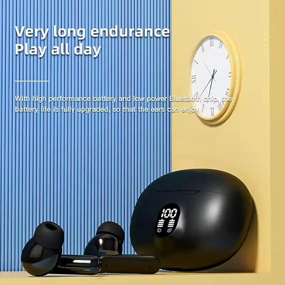 Wireless Earbuds Bluetooth 5.4 with 60H Playtime, LED Power Display Charging Case, Noise Cancelling Mic, HiFi Stereo Sound, IPX4 Waterproof, Touch Control, Type-C Charging for iOS Android,black