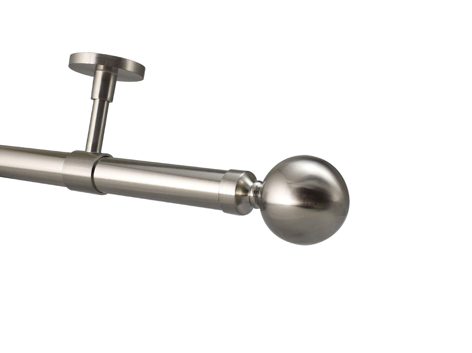 Yho Silver Bay Window Curtain Pole Ceiling Fix 4M Brushed Chrome 28Mm For Eyelet & Pencil Pleat Curtains (3M, Venice Finial Without Rings)