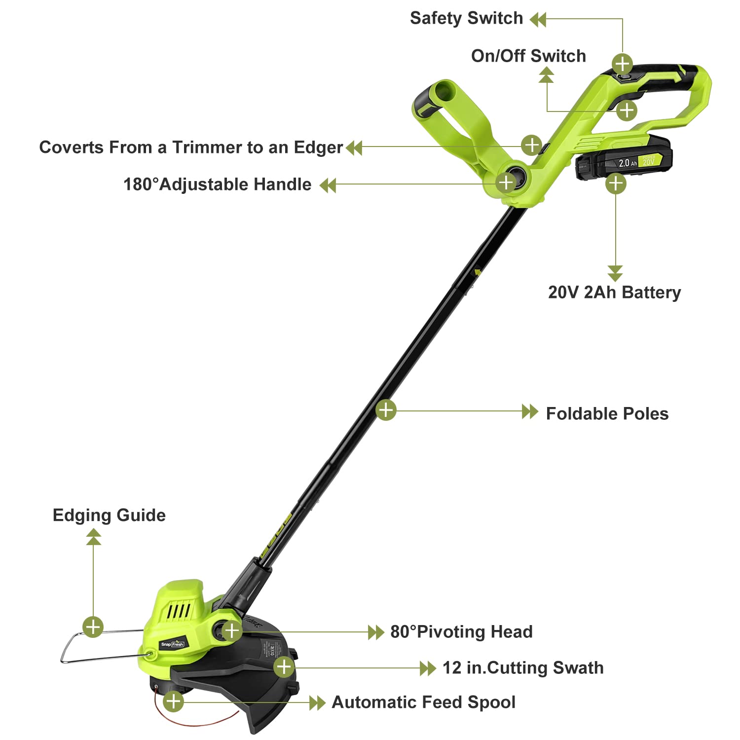 Buy Cordless String Trimmer SnapFresh Battery Operated LawnTrimmer