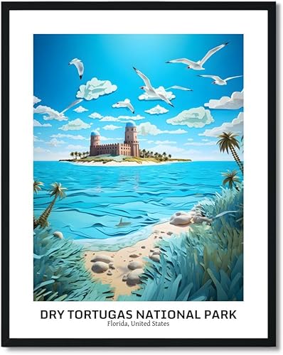 Susie Arts 8 x 10 sin marco seco Tortugas Parque Nacional papel moldeando paisaje 3D arte escénico impresión póster Viaje Vacaciones Tour Oficina