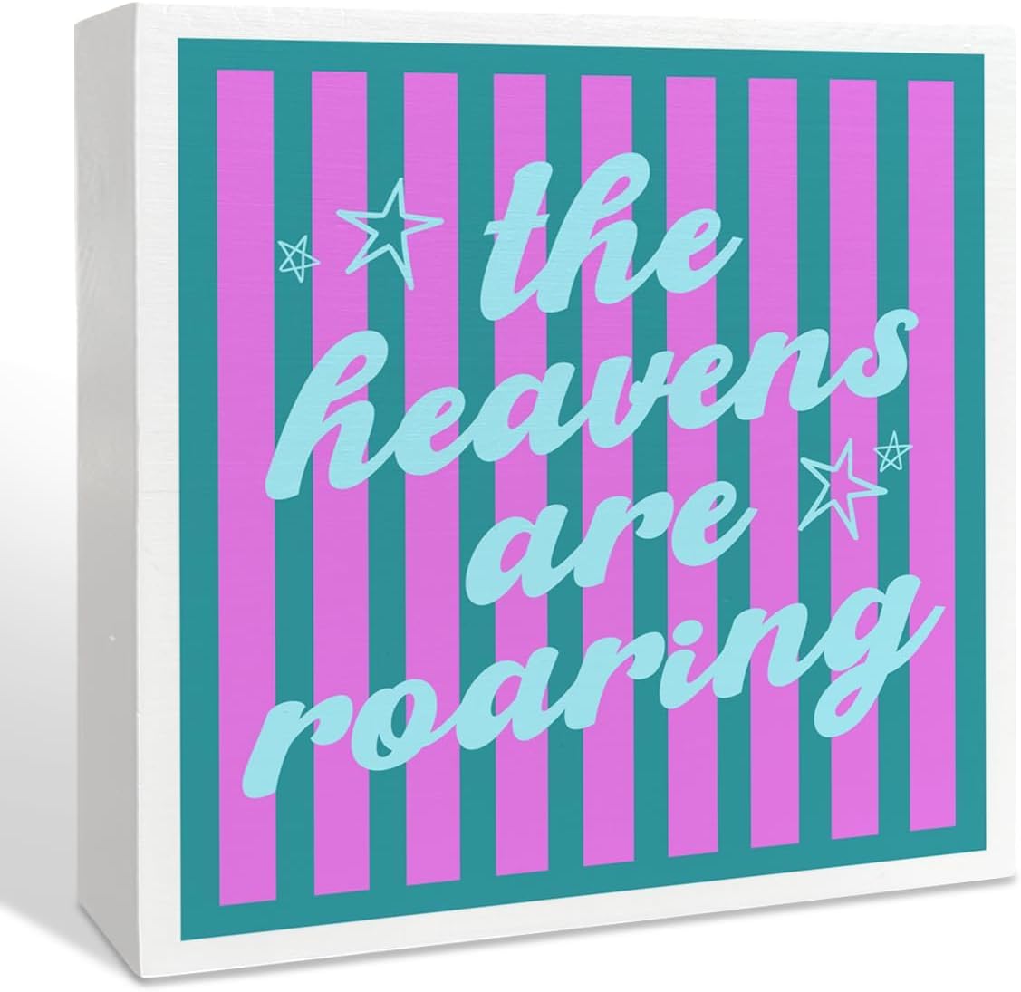 5x5 Inch Box Sign The Heavens Are Roaring Striped Decorative Plaque