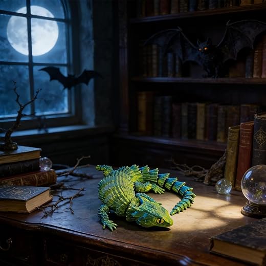 9.25 Inch 3D Printed Yellow Green Lizard Collectible Figurines Gift for Home Office Executive Desk Décor