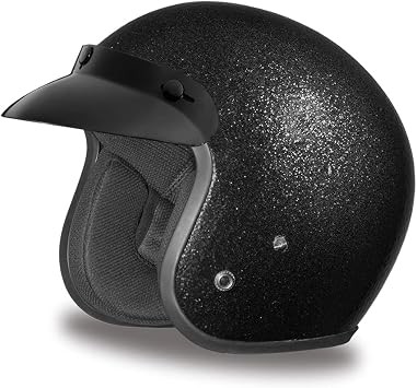 Daytona Helmets 3/4 Shell Open Face Motorcycle Helmet DOT Approved [Black Metal Flake] [XL]