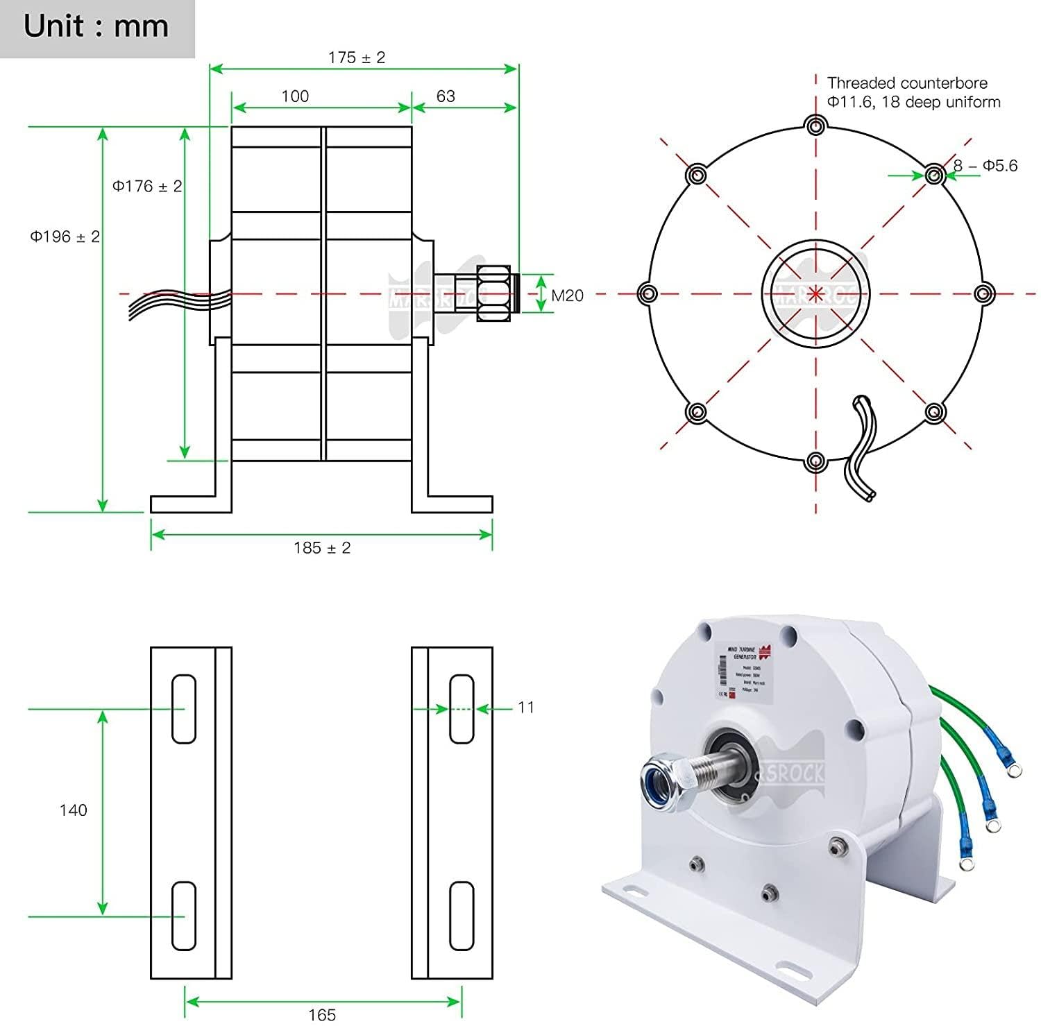 Generatore a Magneti Permanenti Da 10Kw 110-220V, Alternatore Ca Fai-Da-Te, Generatore Bassa Velocità 8000W 12V 24V Alternatori Magneti Permanenti Senza Ingranaggi Trifase Motori Turbina Eolica,220V