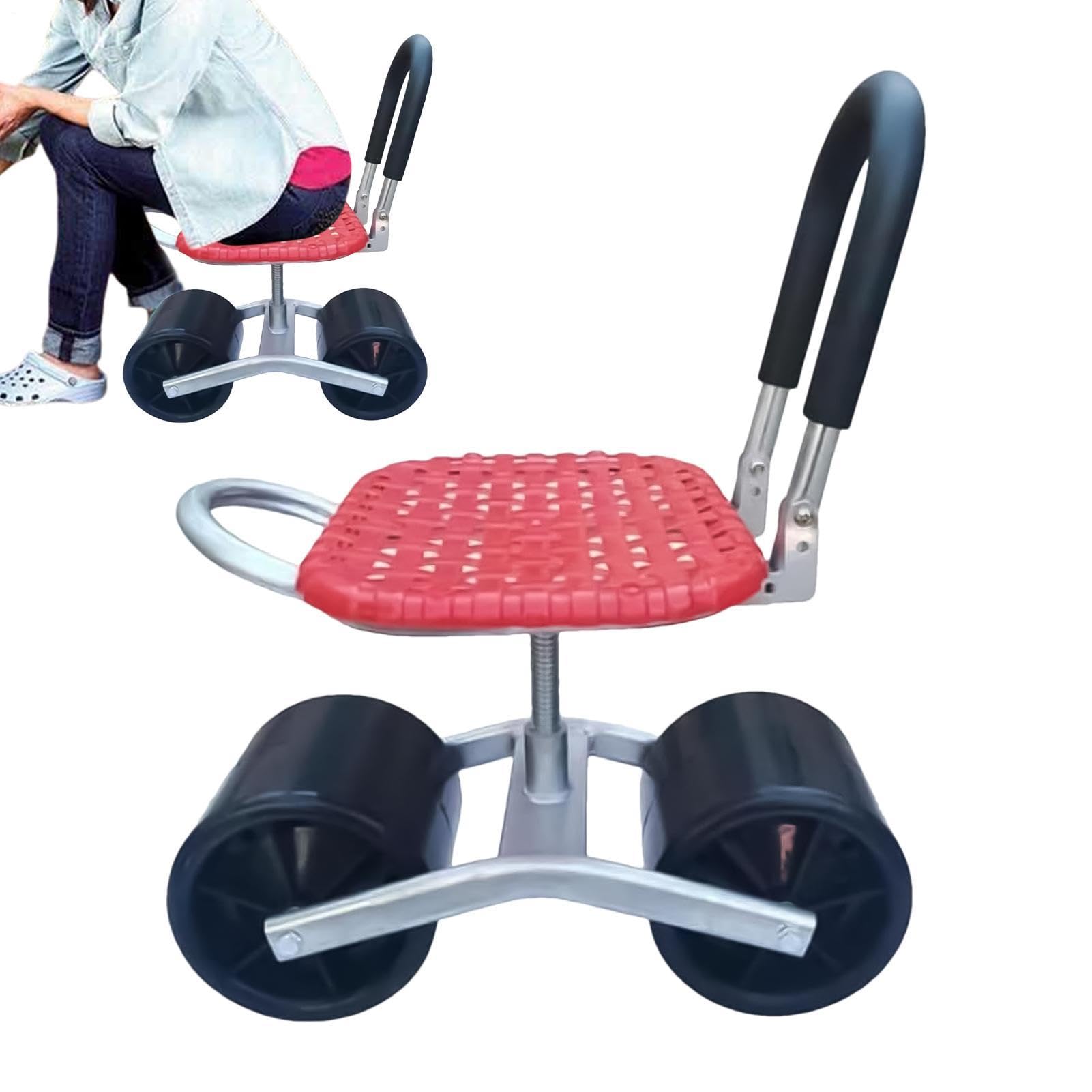 Carrello da Giardino con Sedile Girevole 360 Gradi in Metallo Pieghevole | Carrello da Giardino con Sedile e Ruote per Donne Uomini Anziani Genitori in Giardinaggio Lavori Esterni