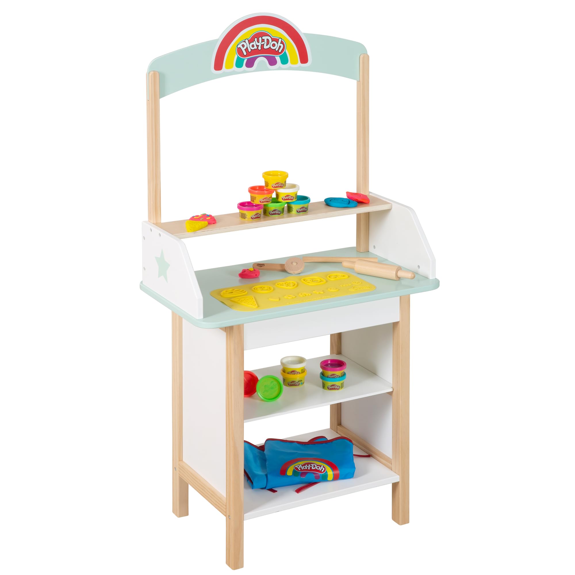 roba x Play-Doh Gelateria - Giocattolo in Legno Certificato FSC - 12 Barattoli di Plastilina, Attrezzi in Legno, Grembiule e Tappetino 3D - da 3 Anni