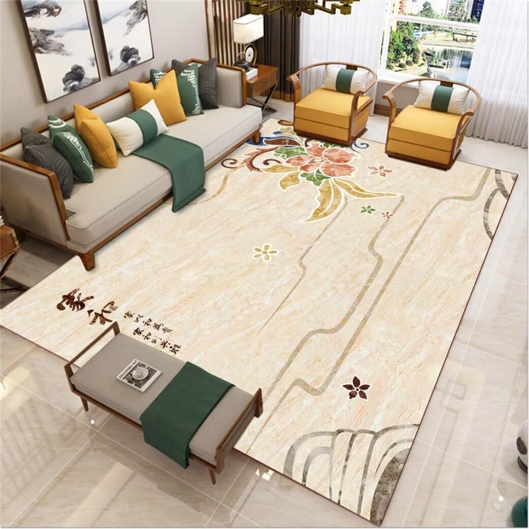 Tapis beige facile à nettoyer 50x80 cm lavable et moderne pour couloir