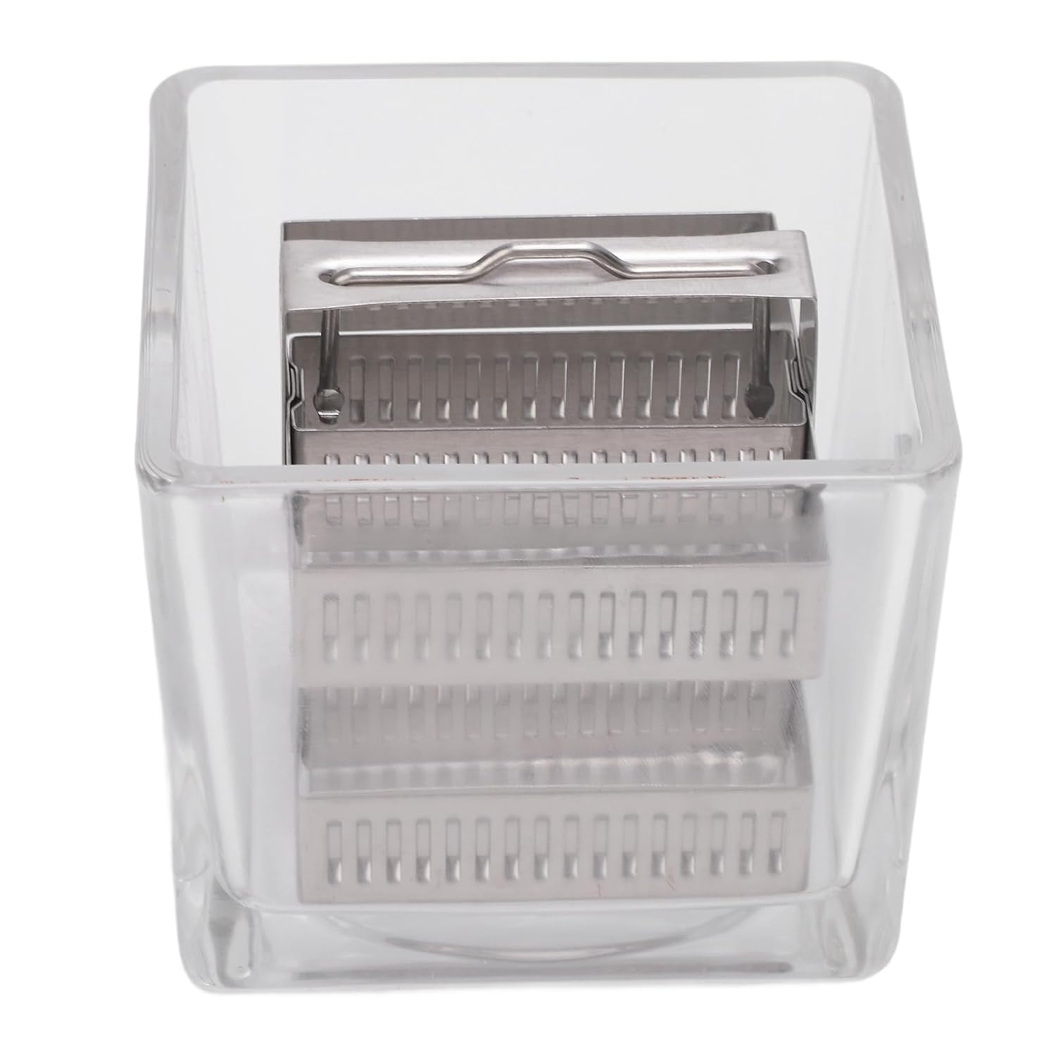 LiebeWH Lab Glass Staining Jar with Lid for Microscope Slides and Specimens High Clarity Dyeing Tank for Hematoxylin (30 Slides Capacity Jar Stainless Steel Rack)