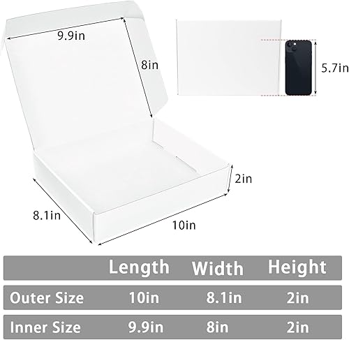 Miniatura 2 de Cajas de envío blancas medianas de 10 x 8 x 2 pulgadas, paquete de 45 cajas de cartón corrugado para embalar regalos de correo de pequeñas empresas