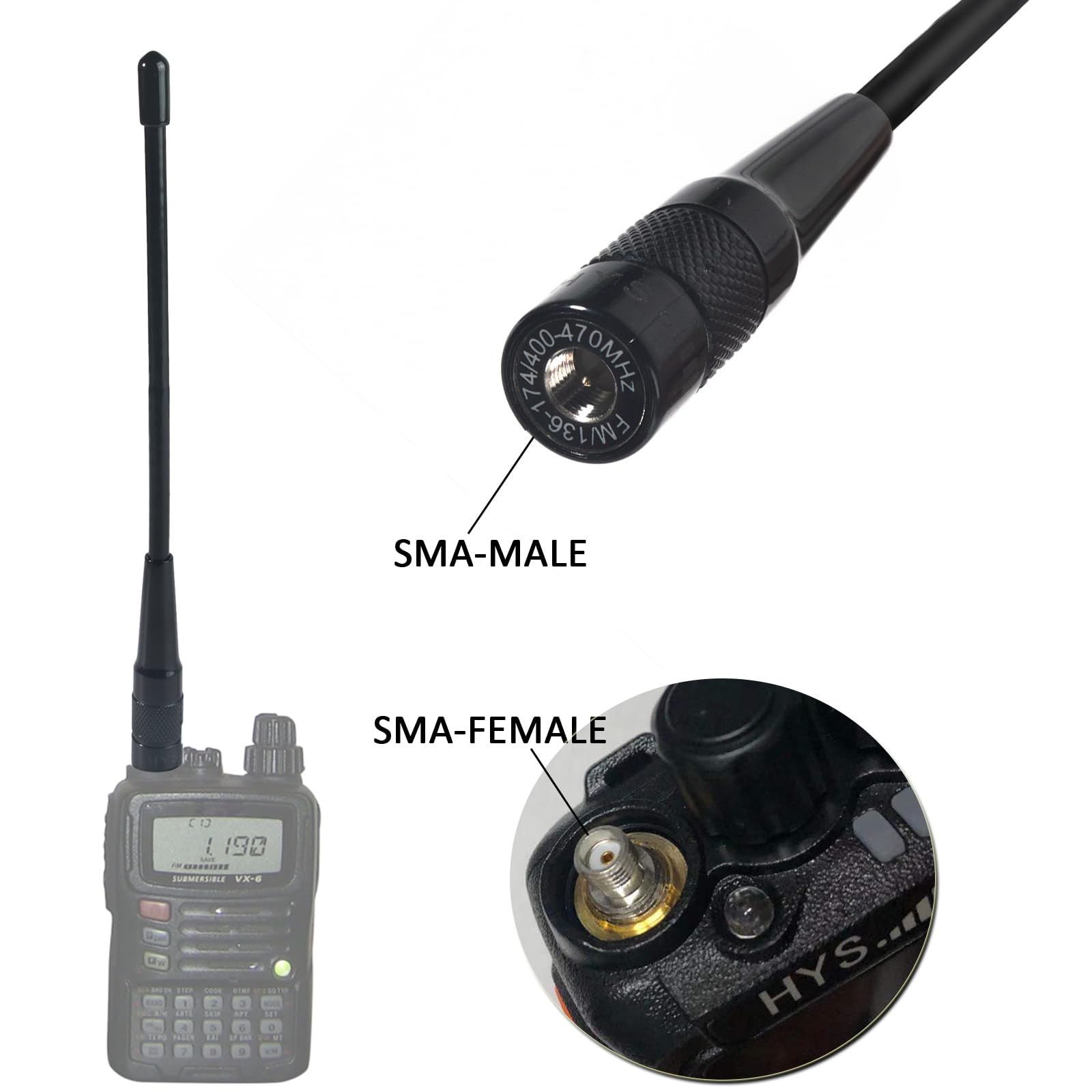 Amazon.com: HYS 701N SMA-Male Dual Band VHF/UHF 144MHz/430MHz