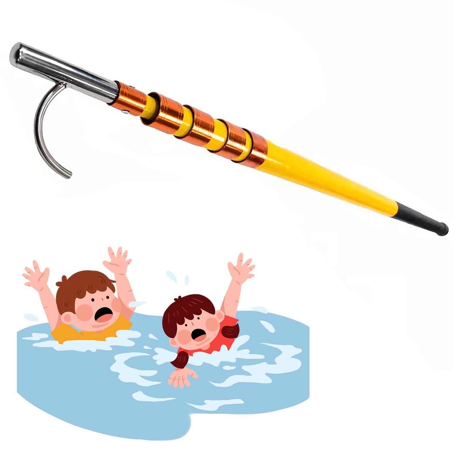 Crochet de sauvetage piscine 4m perche sécurité fibre de verre bassin parcs