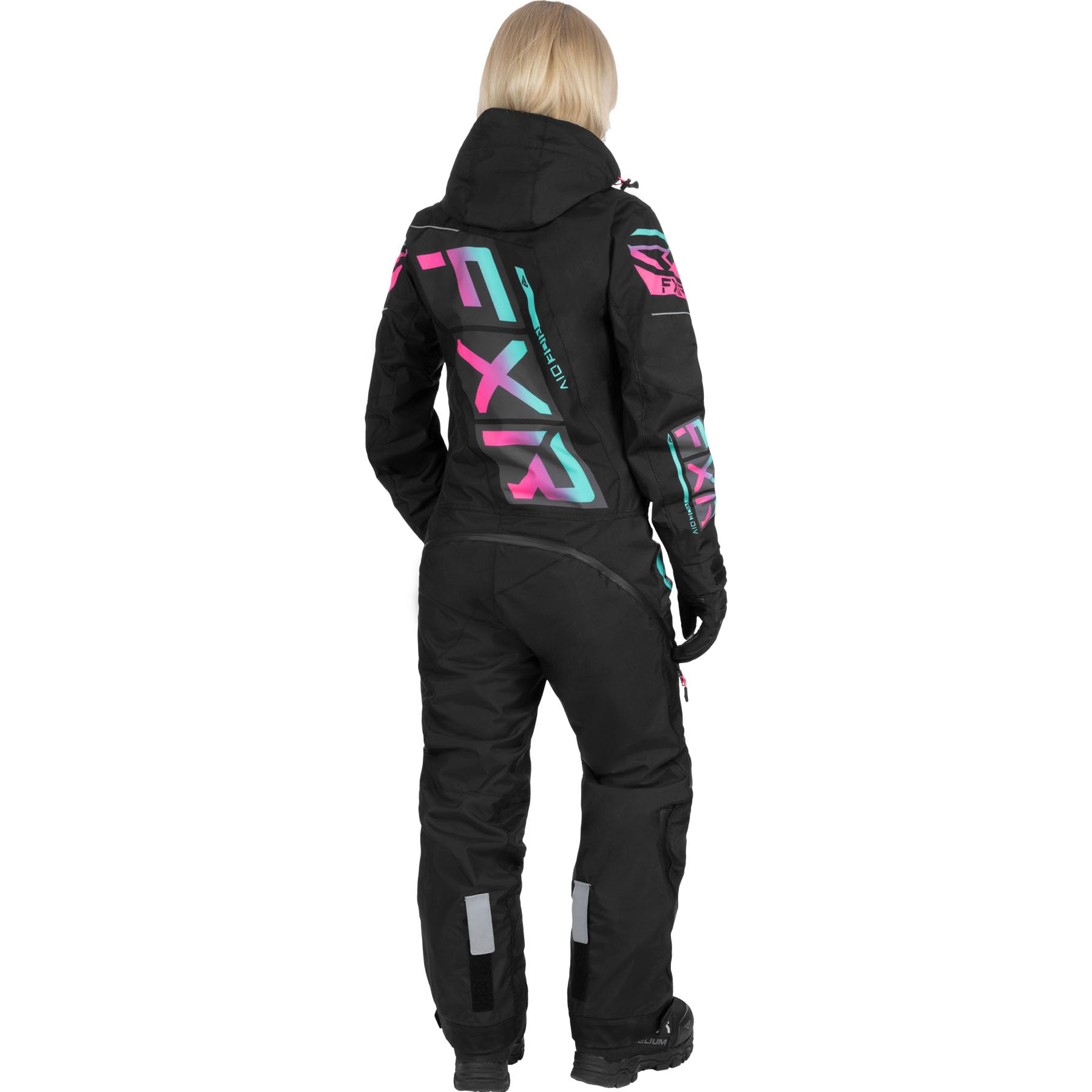 FXR Women's CX F.A.S.T. Insulated Monosuit 2025 (Black/Mint/E Pink Fade - 12)