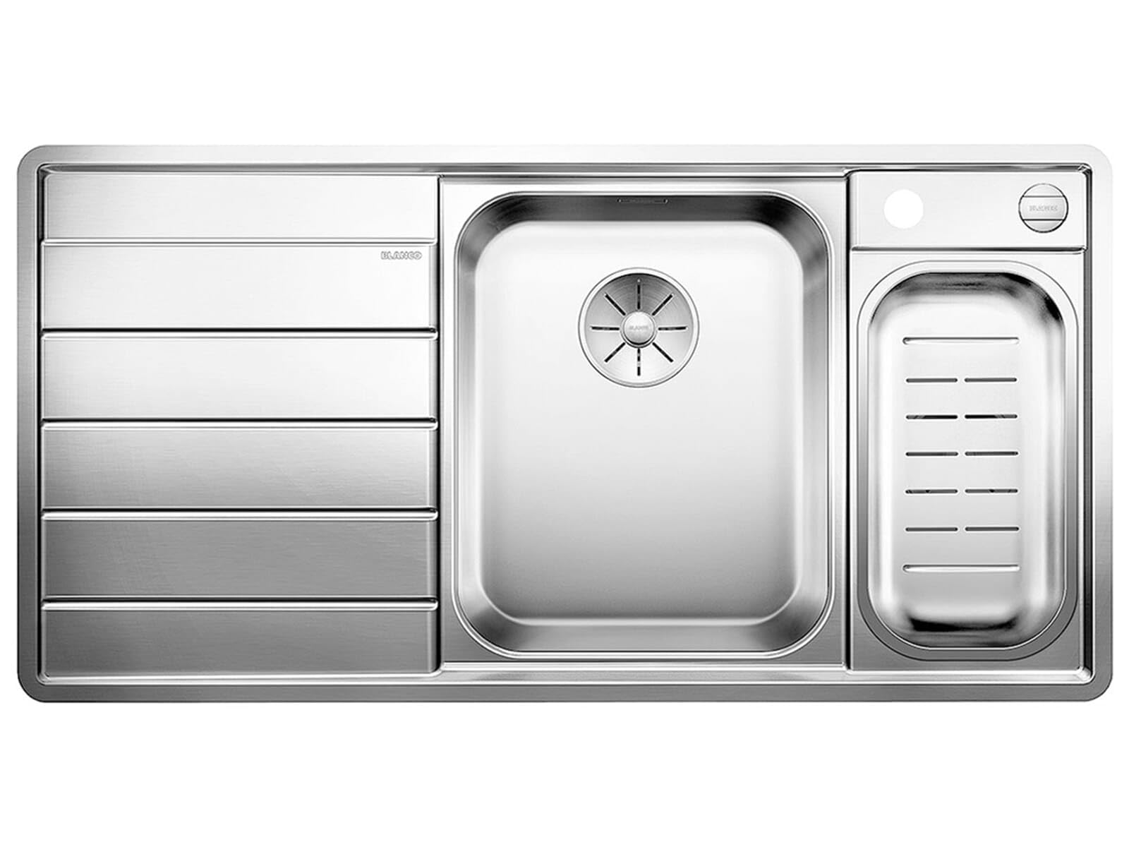 BLANCO AXIS III 6 S-IF | Edelstahl | Einbauart: Einbau von Oben & Flächenbündig | Hauptbecken rechts | für 60 cm breite Unterschränke | Widerstandsfähig gegenüber Kratzern | [100x51x19,9 cm]