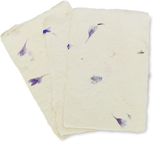 Miniatura 5 de Kathmandu Valley Co. Papel Lokta hecho a mano de 4 x 6 pulgadas con aciano decorativo y borde de cubierta. Papel lokta sin árboles para papelería