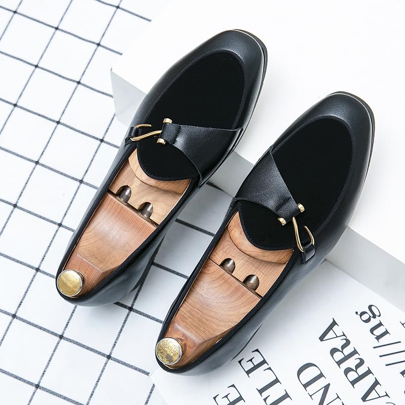 Santimon Men's Classic Leather Loafers Dress Slip on Wedding Velvet Tuxedo Shoes4