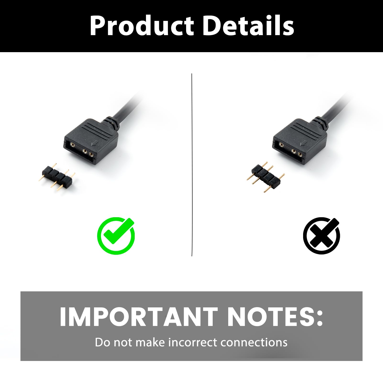 Câble d'extension ARGB 3 broches 5V femelle-femelle 0.5m pour ventilateur et bande LED RGB PC