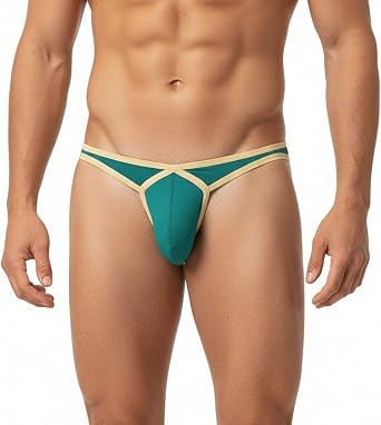 SUMABA Mens T-Back Thong with Bulge Pouch Sexy G String Underwear