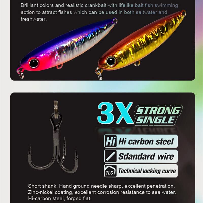 Amazon | トップウォーターペンシル釣りルアー 65 ミリメートル 6.0