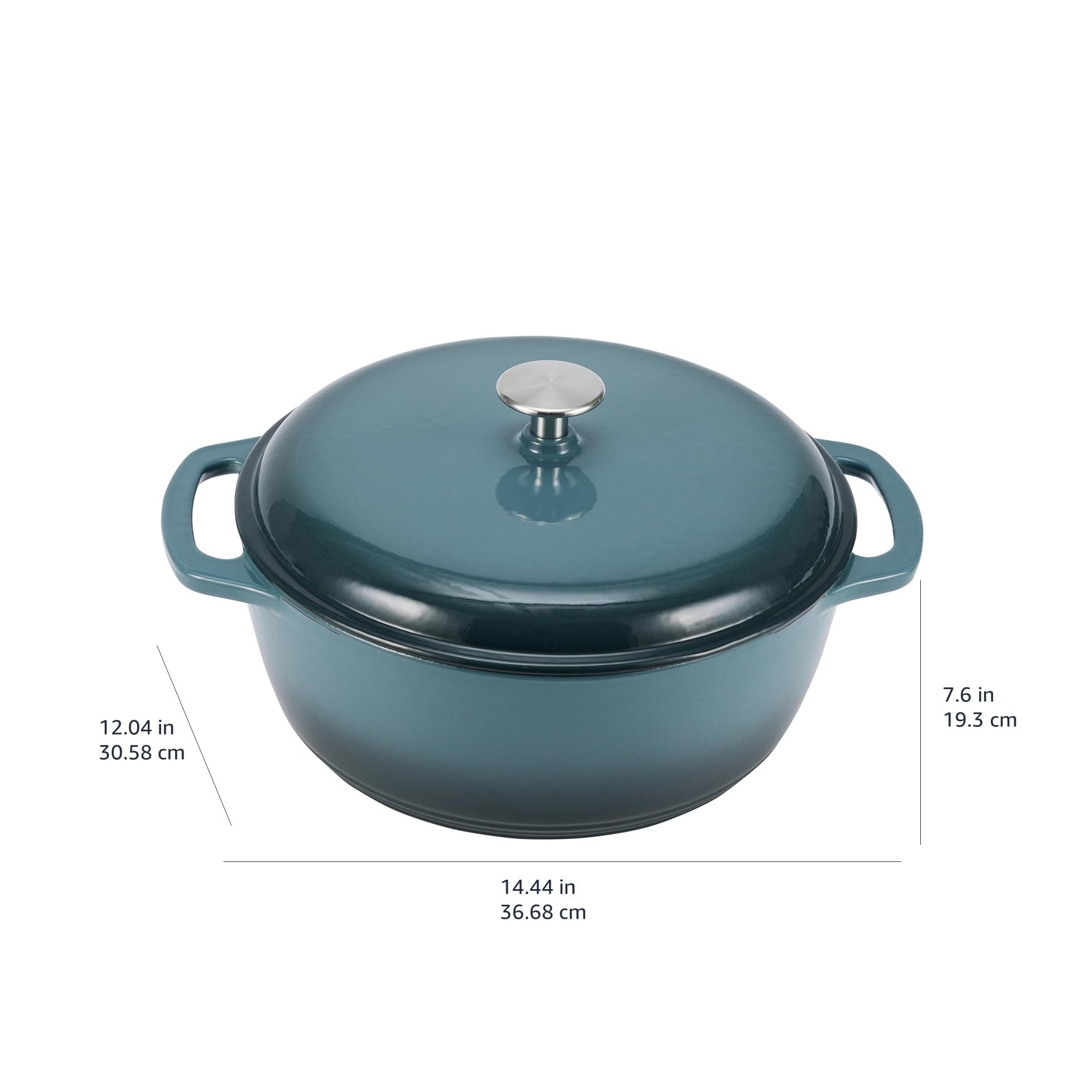 Amazon Basics Cast Iron Dutch Oven Pot with Lid, Enameled, Round, Dual  Handles, Heavy-Duty, Large, Gray