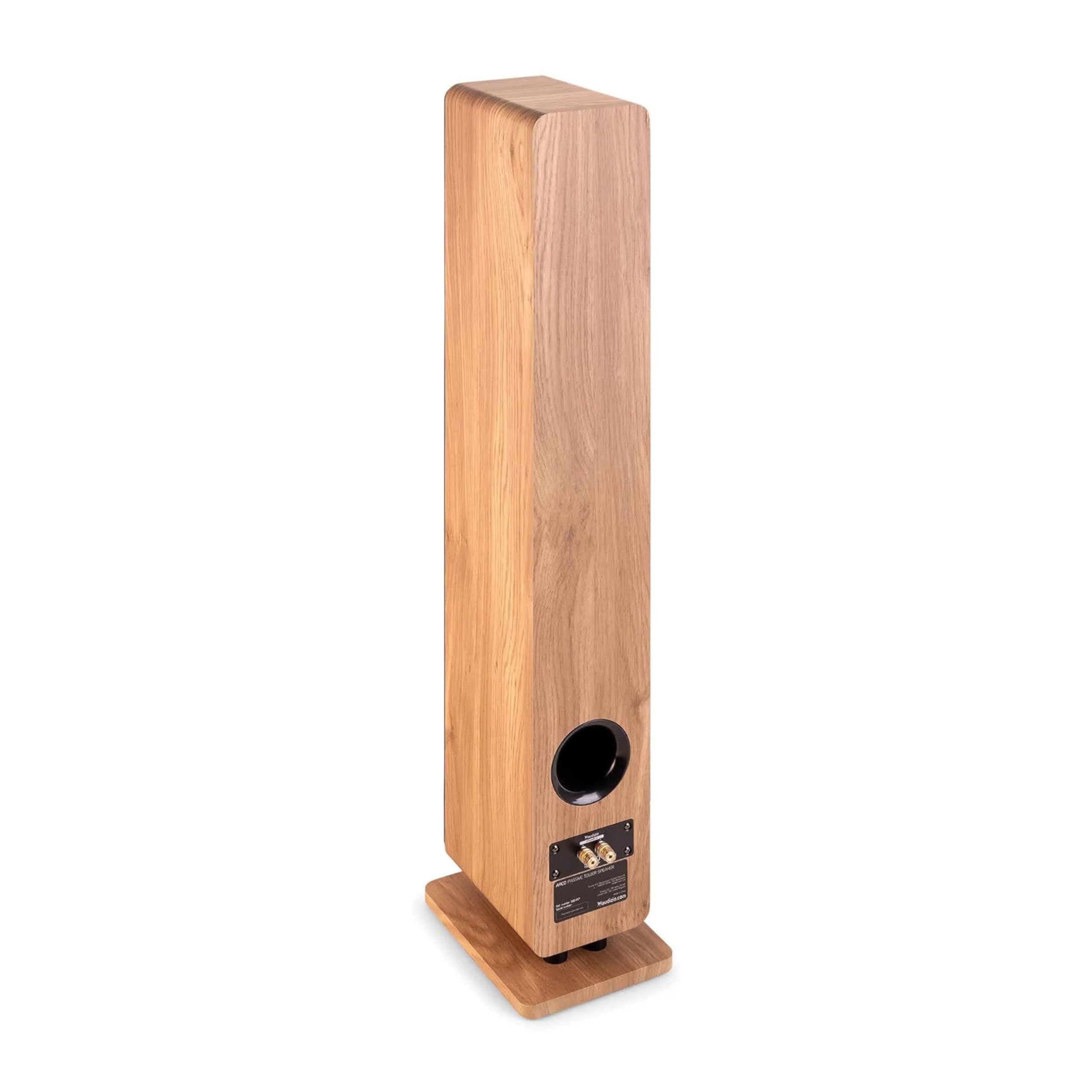 Audizio Arco – Pack de 2 Unidades – Altavoz de Torre pasivo HiFi de 160W, 3 woofers de 4" + Tweeter 1", Frontal extraíble, Ideal Alta fidelidad, Home Cinema y Tocadiscos, con Acabado en Madera Clara