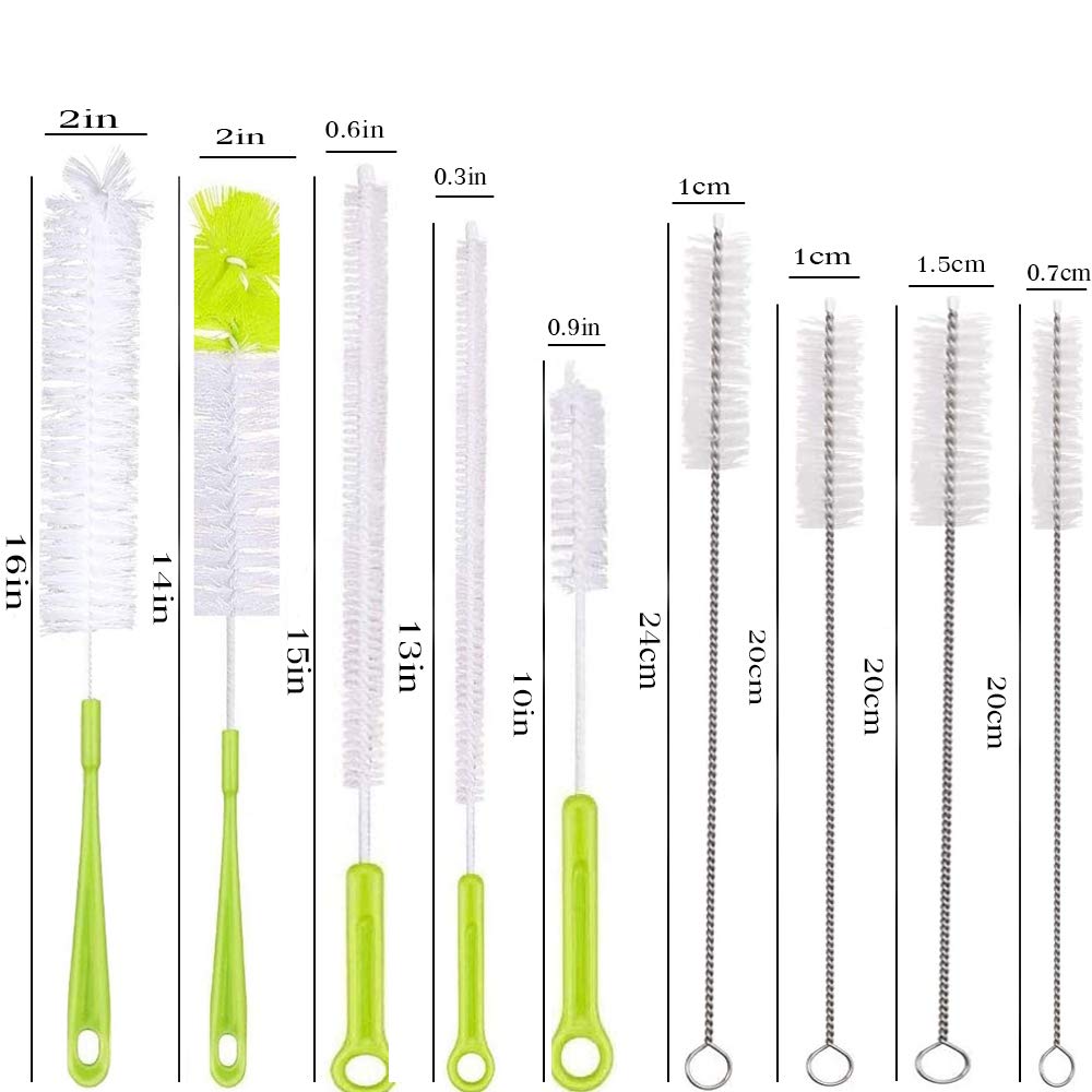 CSPARKV 25cm Brosse à Bouteille Multi-usages - 3 Brosses à Bouteille Et à Paille, Brosse à