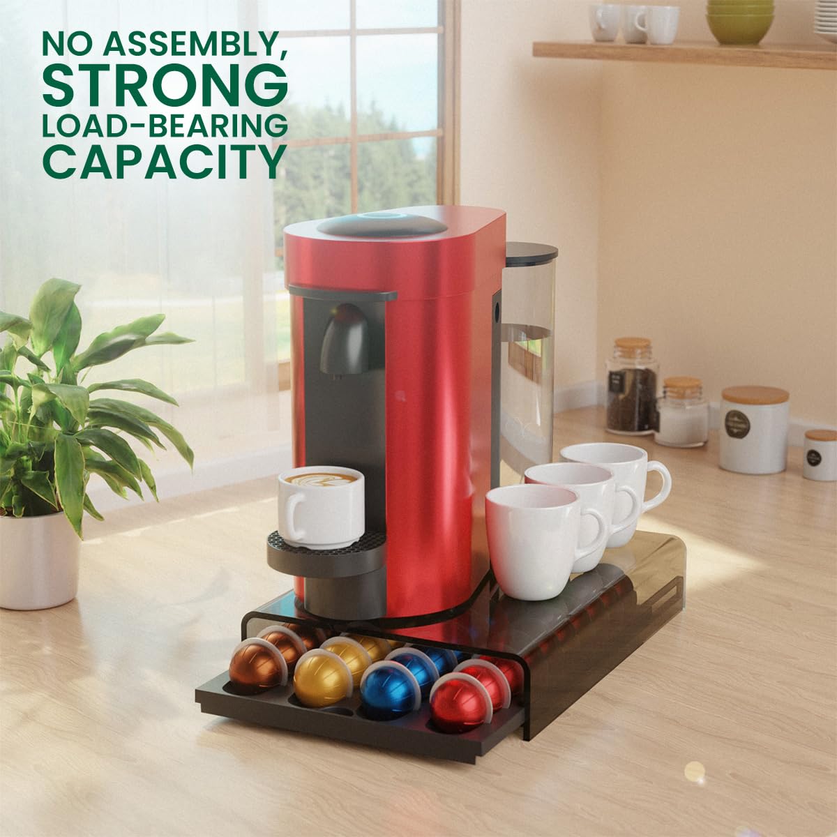 Soporte para cápsulas Nespresso Vertuo, cajón de almacenamiento para cápsulas Vertuoline solo con parte superior acrílica, 40 cápsulas
