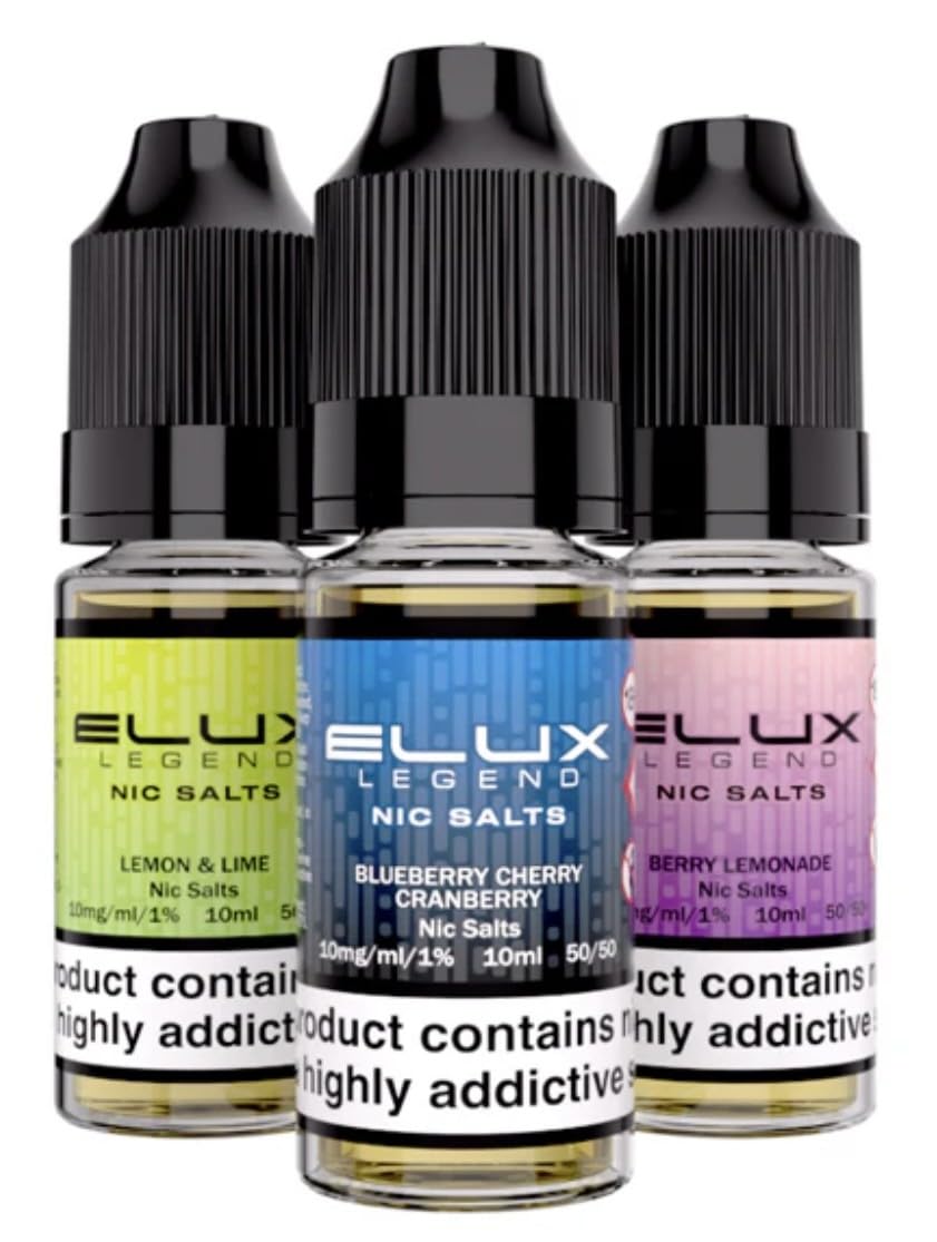 E-liquid compatible with Elux Legends N-Salt 1% 10ml (single Pack) All flavours available No Nicotine Free (Strawberry-Kiwi)