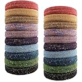 MARYLAVENDER Large Stretch Thick Hair Ties for All Hair Types Seamless Glitter Hair Ponies Elastics Ponytail Holders Hair Scrunchies for Thick Hair Hair Accessories Women Girls 20-Pack