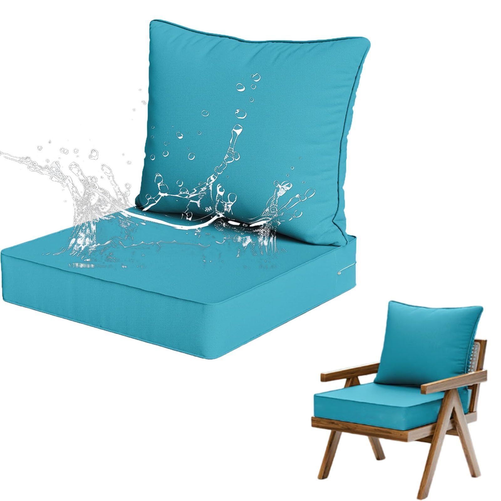 Poduszki do siedzenia i oparcia do salonu ogrodowego, zewnętrzne wodoodporne poduszki zewnętrzne salon do domu samochód biuro sofa i krzesło K 48*48*8+48*50