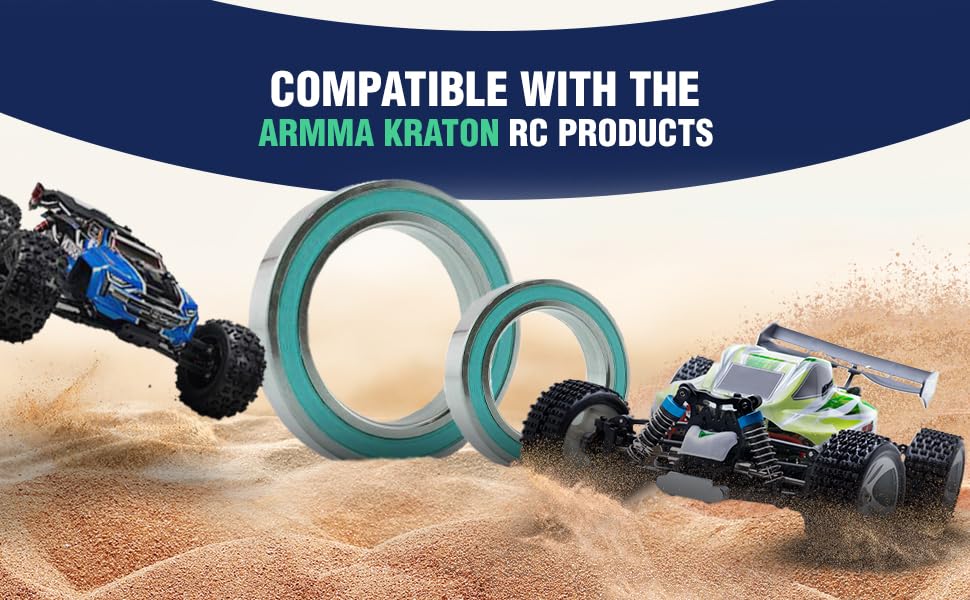 Arrma Kraton 6S BLX2 Boca Bearings Rubber Sealed Bearing Upgrade Kit - Green Seal - #107-165GS