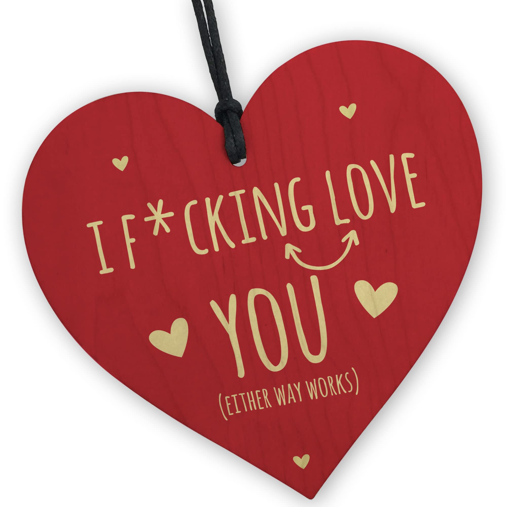 Red Ocean I LOVE YOU Gift For Valentines Funny Rude Wood Heart Plaque Gift Boyfriend Girlfriend Husband Wife