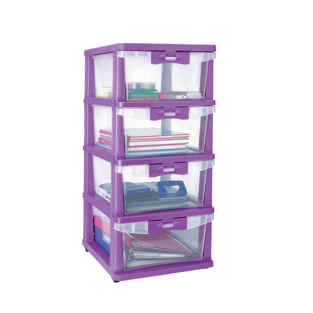 Nilkamal Chester 24 Series Plastic Four Drawer Cabinet (Voilet Colour)-image-9