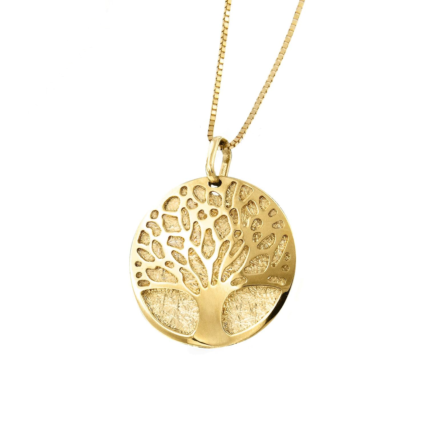 forme di Lucchetta Lucchetta - Collar Colgante Mujer Arbol de la Vida en Oro Amarillo 14 kilates, Cadena veneciana de 45 cm