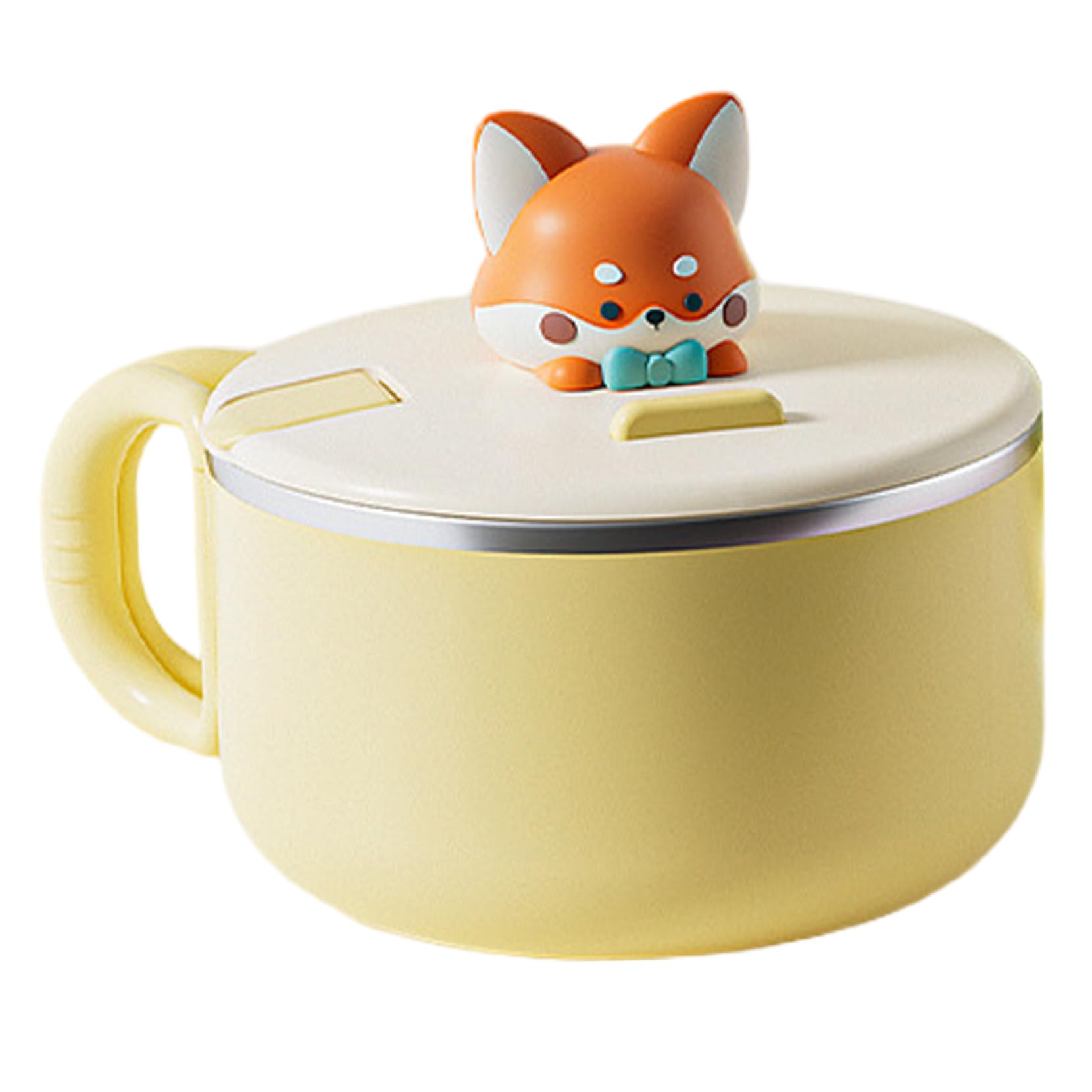 Hbbgdiy Assorted Color Ramen Bowl With Lid 1200Ml Large Instant Noodle Bowl With Handles Portable Cute Ramen Cooker For Soup Noodles Dumplings Salads Fox Design Kitchen