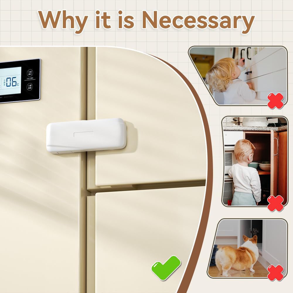 SAFELON 6 PCS Baby Safety Fridge Locks, Childproof Cabinet Locks - Image 2