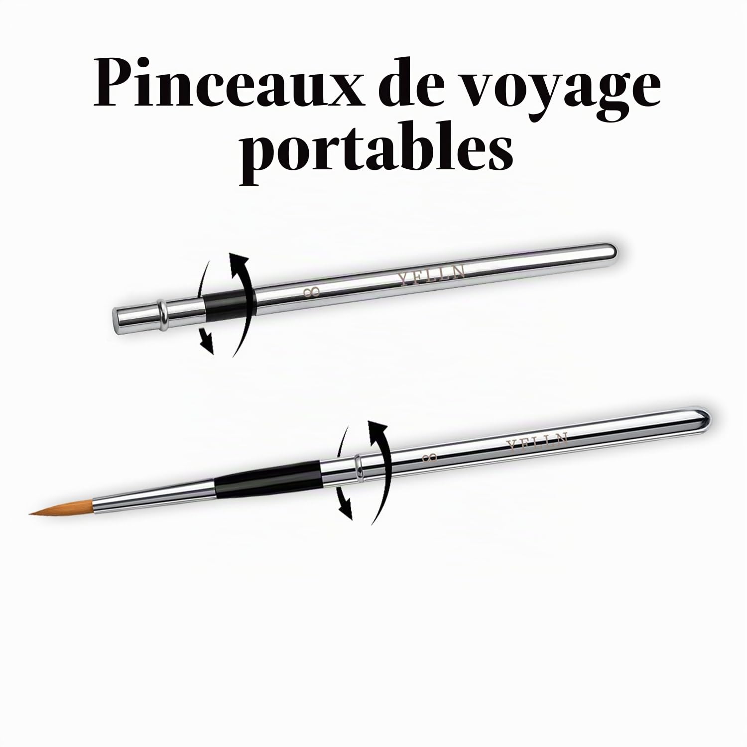 Pinceaux aquarelle de voyage, kit de voyage avec pochette en cuir, parfait pour l'aquarelle, l'acrylique, la gouache et la peinture à l'encre