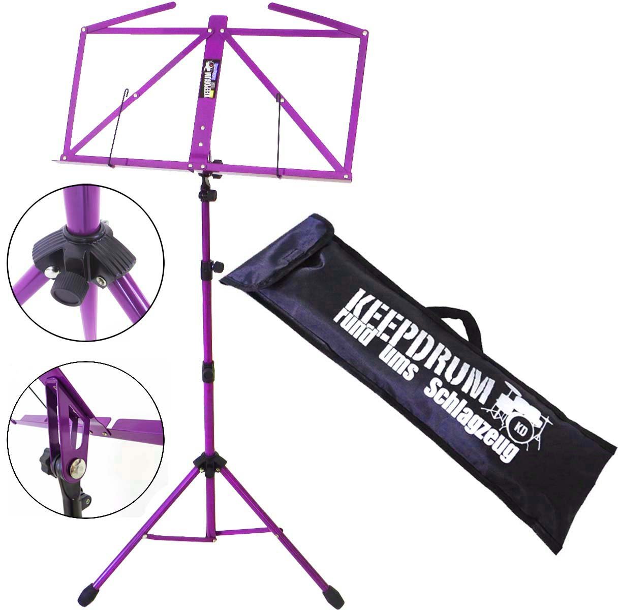 keepdrum MUS3 FL pulpit na nuty bez z torbą + lampka na pulpit nutowy