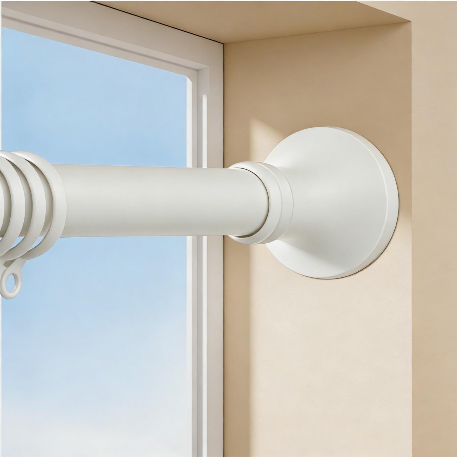 Tringle à rideau sans perçage pour salle de bain et placard barre télescopique blanche 300 cm