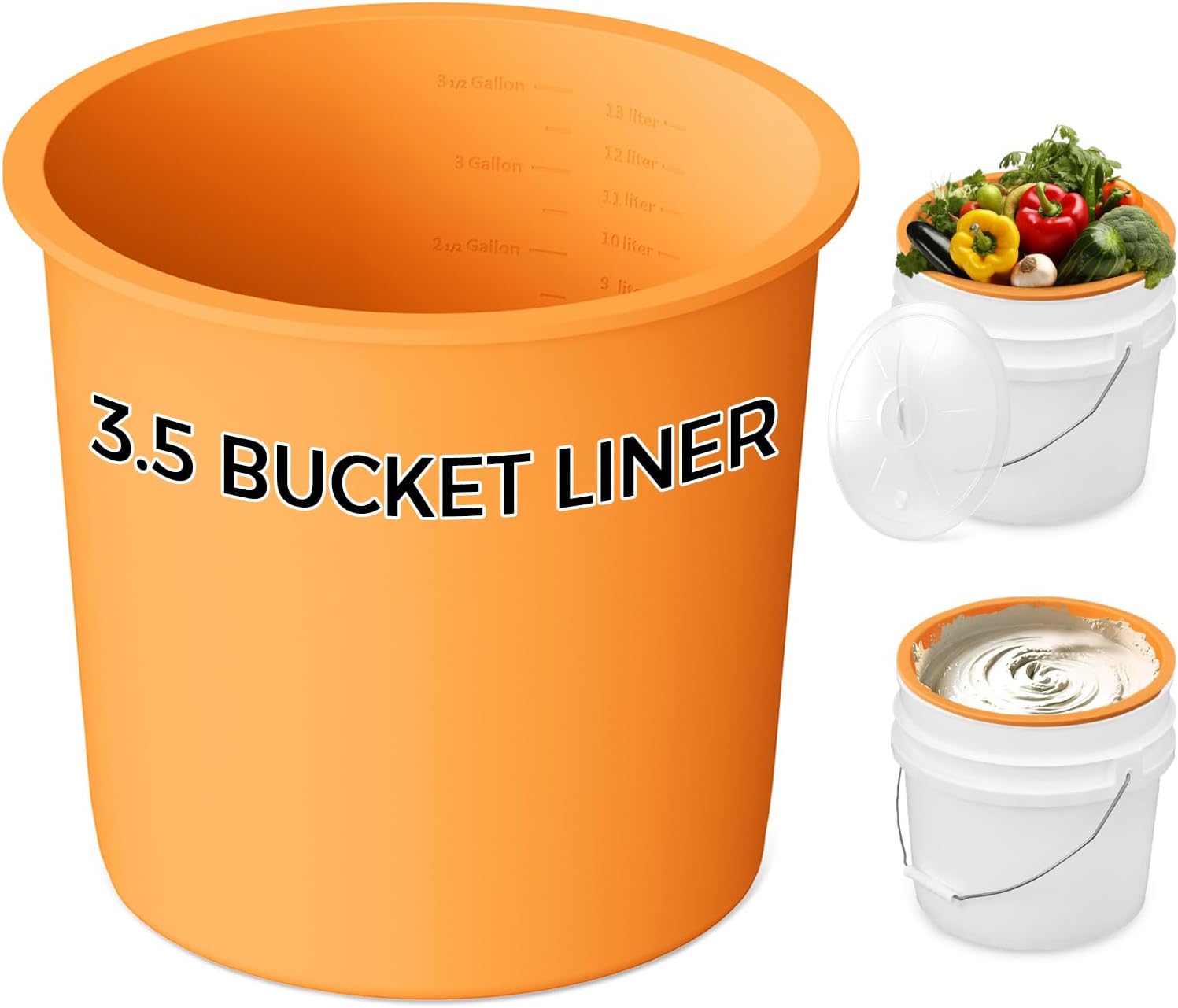 3.5 Gallon Silicone Bucket Liner with Lid – Concrete, Thinset, Non-Stick Bucket Saver
