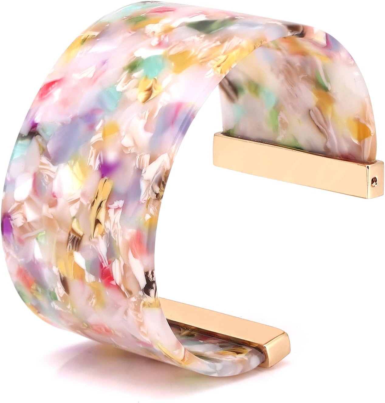 FAERLIIRY Cuff Bracelet for Women Acrylic Resin Bracelets Statement Bangle Bracelet Adjustable Bracelet Wide Chunky Bracelets for Women (Floral)