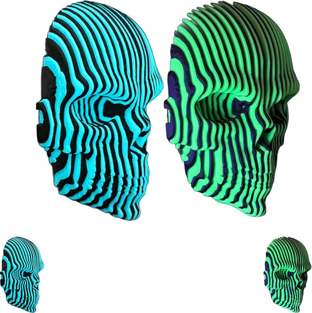 Printed Luminous Quantum Skull, Glow in The Dark Decor, Halloween Light Up Skull, for Unique Home Office Desk Art, Men & Women (B+G,1pcs)