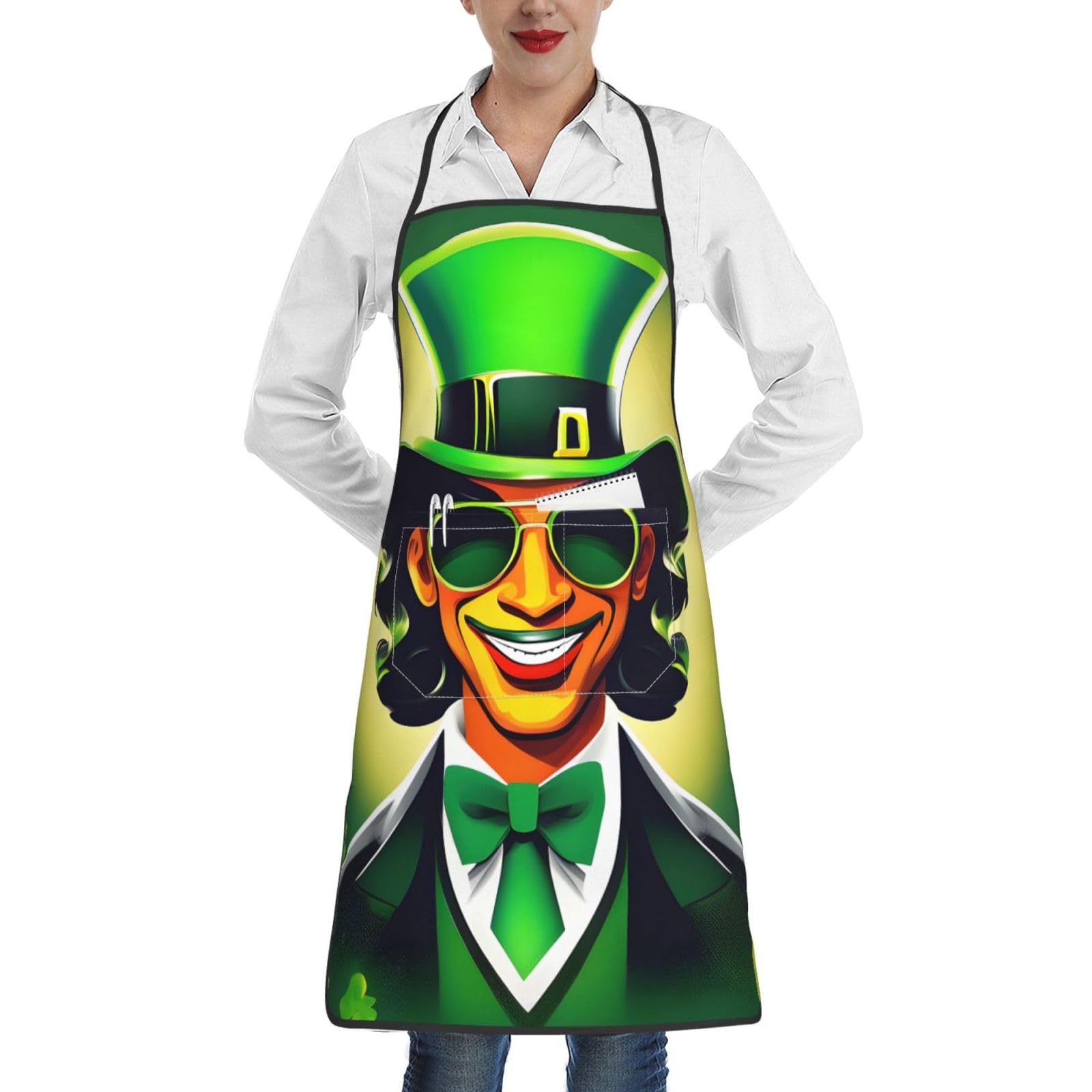 GaxfjRu Happy St Patrick'S Day Apron For Men Women Kitchen Cooking Apron With Pockets, Adjustable Bib Aprons Stain Resistant